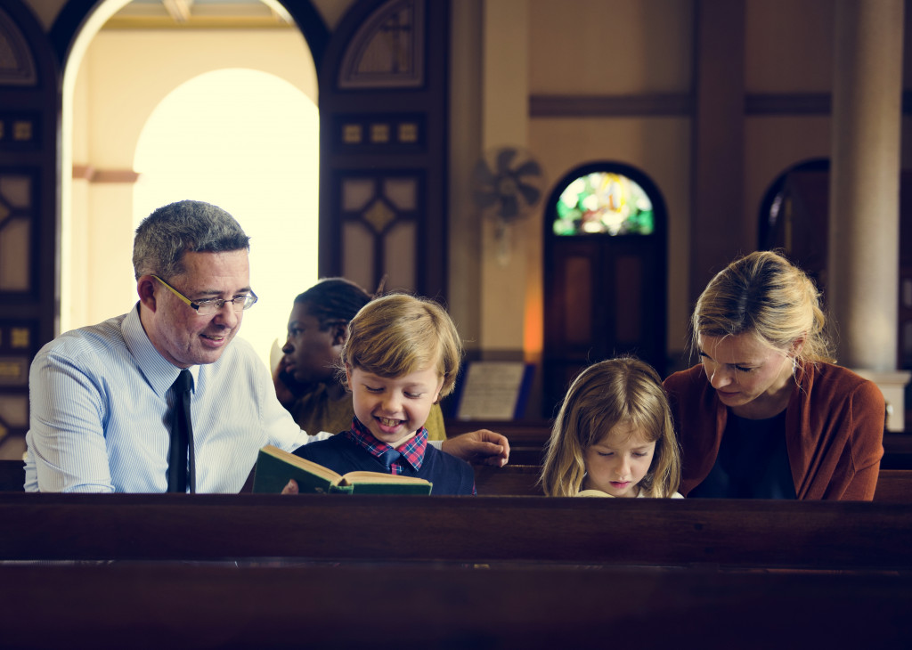 family in church