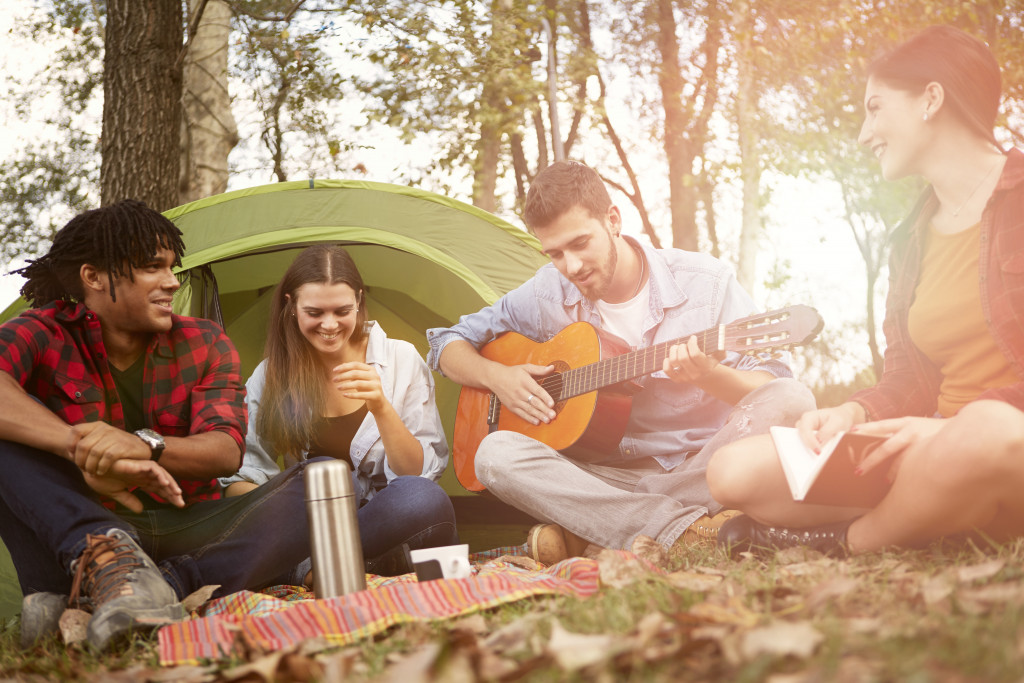 group of friends camping