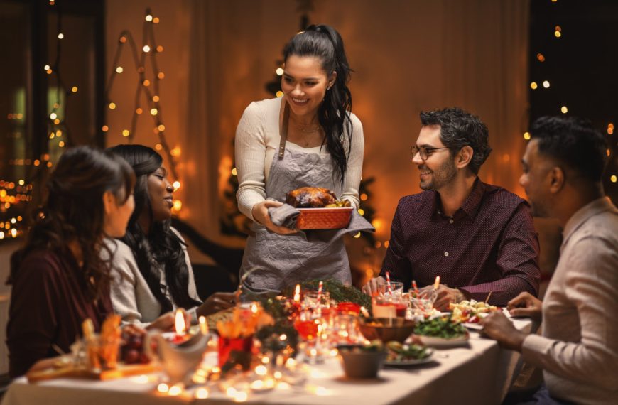 a family eating together for holidays